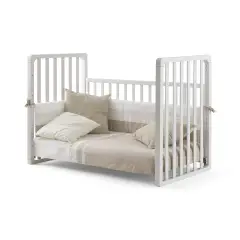 Lettino Evolutivo Trasformer Pali Bianco/Naturale 9in1 con Tessile Righe Tortora - collezioni