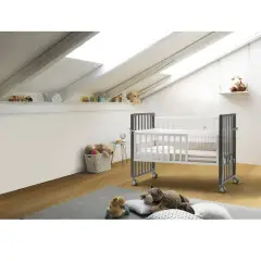 Lettino Evolutivo Trasformer Pali Bianco/Naturale 9in1 con Tessile Righe Tortora - collezioni