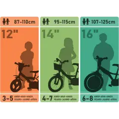 Bicicletta Bambino 12" Bianco - Rosso - Blu Con Rotelline Stabilizzatrici - biciclette bambini