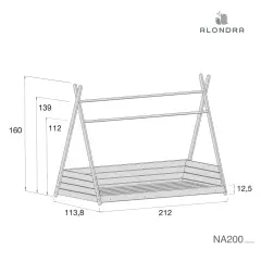 Alondra Letto Montessori a Casetta 90x200cm Bianco con Tessile Rosa - collezioni