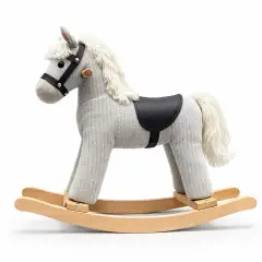 Cavalluccio a Dondolo in Tessuto con Versi per i Bambini più Piccoli, Grigio - Primi movimenti