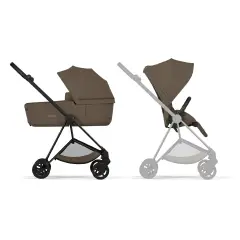 Mios Comfort Coconut Brown 2in1 Con Navicella Richiudibile-Passeggino con Telaio Matt Black - trio e modulari