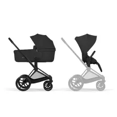Priam Comfort Sepia Black 2in1 Con Navicella Richiudibile-Passeggino con Telaio Matt Black - trio e modulari