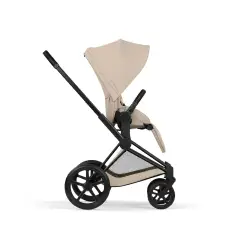 Priam Comfort Cozy Beige 2in1 Con Navicella Richiudibile-Passeggino con Telaio Matt Black - trio e modulari