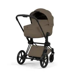 Priam Comfort Coconut Brown 2in1 Con Navicella Richiudibile-Passeggino con Telaio Matt Black - trio e modulari
