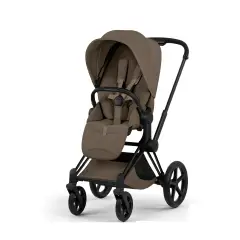 Priam Comfort Coconut Brown 2in1 Con Navicella Richiudibile-Passeggino con Telaio Matt Black - trio e modulari