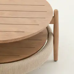 Salotto da Giardino Samira in Alluminio, Effetto Legno e Corda con Cuscini - aperitivi e cocktail