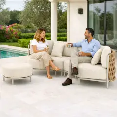 Salotto da Giardino Laguna in Alluminio e Corda Intrecciata con Cuscini - aperitivi e cocktail