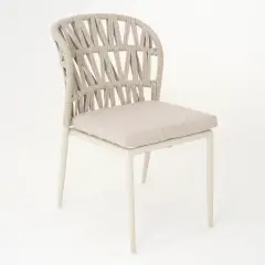 Set Tavolo da Giardino Calais in Alluminio e Corda con 6 Sedie Impilabili e Piano in Vetro Ceramico - aperitivi e cocktail