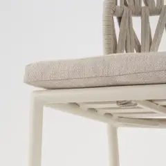 Set Tavolo da Giardino Calais in Alluminio e Corda con 6 Sedie Impilabili e Piano in Vetro Ceramico - aperitivi e cocktail