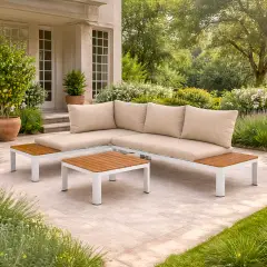 Salotto Angolare da Giardino Coral in Alluminio e Polywood - aperitivi e cocktail
