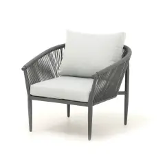 Salotto da Giardino Santa Cruz in Alluminio e Corda, Set Lounge 5 Pezzi con Tavolini Effetto Pietra - aperitivi e cocktail