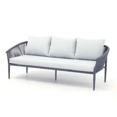 Salotto da Giardino Santa Cruz in Alluminio e Corda, Set Lounge 5 Pezzi con Tavolini Effetto Pietra - aperitivi e cocktail