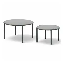 Salotto da Giardino Santa Cruz in Alluminio e Corda, Set Lounge 5 Pezzi con Tavolini Effetto Pietra - aperitivi e cocktail