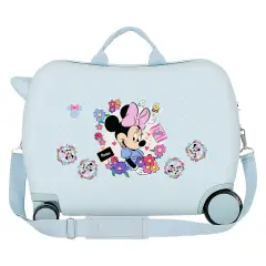 Minnie Flowers Trolley Cavalcabile Abs 50 cm 4 Ruote Celeste Chiaro - regalo e gadget valigeria