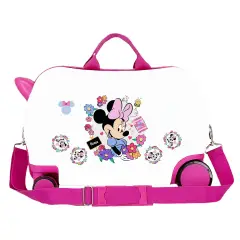 Minnie Flowers Trolley Da Viaggio Cavalcabile Abs 45 cm 4 Ruote Bianco - regalo e gadget valigeria