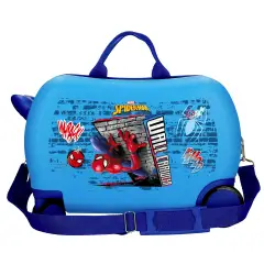 Spiderman Wall Crawler Trolley Da Viaggio Cavalcabile Abs 45 cm 4 Ruote Azzurro - regalo e gadget valigeria