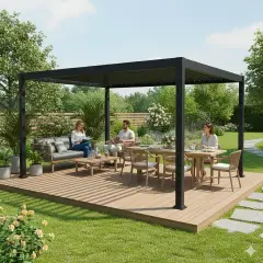 Pergola Bioclimatica, Gazebo 3x4 Metri con Lamelle Orientabili, Acciaio e Alluminio, Antracite - gazebi in ferro