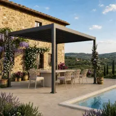 Pergola Bioclimatica, Gazebo 3x4 Metri con Lamelle Orientabili, Acciaio e Alluminio, Antracite - gazebi in ferro