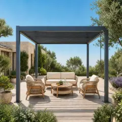 Pergola Bioclimatica, Gazebo 3x4 Metri con Lamelle Orientabili, Acciaio e Alluminio, Antracite - gazebi in ferro