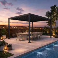 Pergola Bioclimatica, Gazebo 3x4 Metri con Lamelle Orientabili, Acciaio e Alluminio, Antracite - gazebi in ferro