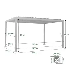 Pergola Bioclimatica, Gazebo 3x3,8 Metri con Lamelle Orientabili, Acciaio e Alluminio, Antracite - gazebi in ferro