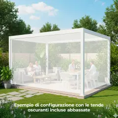 Pergola Bioclimatica con Coppia di Tende a Rullo Oscuranti in Textilene - gazebi in ferro