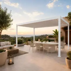 Pergola Bioclimatica, Gazebo 3x4 Metri con Lamelle Orientabili, Acciaio e Alluminio, Bianco - gazebi in ferro