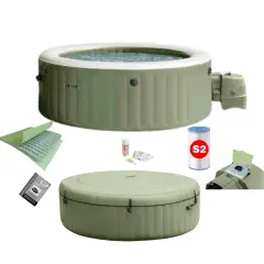 Pure Spa Bubble Massage 216x71 6 Posti Pompa Riscaldatore Sistema Purificazione, Verde - piscine gonfiabili