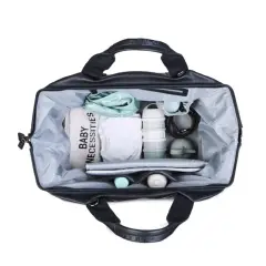 Mommy Bag Borsa Fasciatoio con Materassino – Eco Pelle Black Childhome - borse e zaini