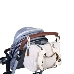 Borsa Cambio Mommy Club Signature in Tela Teddy Offwhite Childhome - borse e zaini