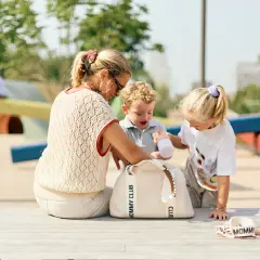 Borsa Cambio Mommy Club Signature in Tela Teddy Offwhite Childhome - borse e zaini