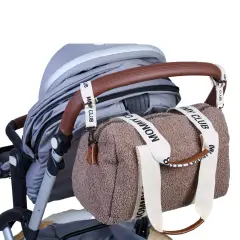 Borsa Cambio Mommy Club Signature in Tela Teddy Soft Brown Childhome - borse e zaini
