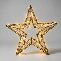 Stella Luminosa Natalizia 40 cm, 400 LED Luce Calda, Struttura Nera, Idonea Anche per Esterni - luci