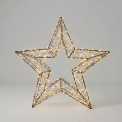 Stella Luminosa Natalizia 70 cm con 800 LED Luce Calda, Struttura Nera, Idonea Anche per Esterni - luci