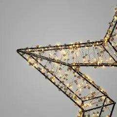 Stella Luminosa Natalizia 70 cm con 800 LED Luce Calda, Struttura Nera, Idonea Anche per Esterni - luci