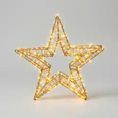 Stella Luminosa Natalizia 40 cm con 600 LED Luce Calda, Struttura Oro, Idonea Anche per Esterni - luci