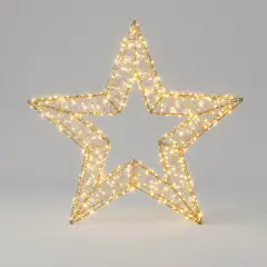 Stella Luminosa Natalizia 70 cm con 1500 LED Luce Calda, Struttura Oro, Idonea Anche per Esterni - luci