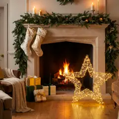 Stella Luminosa Natalizia 70 cm con 1500 LED Luce Calda, Struttura Oro, Idonea Anche per Esterni - luci