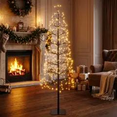 Albero di Natale Faggio Slim 438 LED, Altezza 90 cm, Finitura Nero - alberi led di design