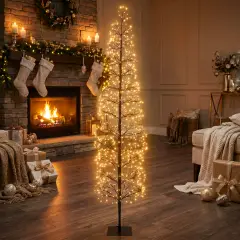 Albero di Natale Faggio Slim 1080 LED, Altezza 180 cm, Finitura Nero - alberi led di design