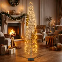 Albero di Natale Faggio Slim 1224 LED, Altezza 210 cm, Finitura Nero - alberi led di design
