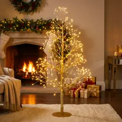 Albero di Natale Faggio Classico 270 LED, Altezza 50 cm, Finitura Oro per Interni ed Esterni - alberi led di design