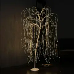 Albero Luminoso Salice Piangente 768 Led, Altezza 180 cm, Finitura Oro per Interni ed Esterni - alberi led di design