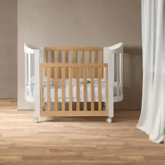 Lettino Trasformabile Candy 3in1 Bianco-Naturale con tessile Bianco Tortora - collezioni