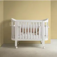 Lettino Trasformabile Candy 3in1 Bianco, letto, Culla e Fianco Letto con tessile Bianco Tortora - collezioni