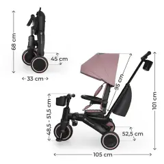 Kinderkraft Triciclo Pieghevole JAZZ 3 Pink – da 9 Mesi a 5 Anni - Tricicli e primi passi