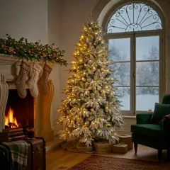 Albero di Natale Luminoso Nevira Innevato, 1205 Rami Apertura a Ombrello, 420 Led, Altezza 210 cm - alberi