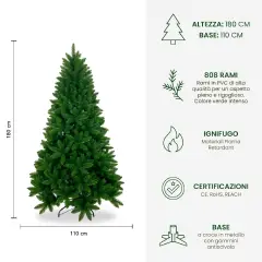 Albero di Natale Velkar in PVC, 808 Rami con Apertura a Ombrello, Altezza 180 cm - alberi