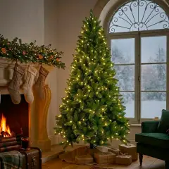 Albero di Natale Luminoso Velkar, 1097 Rami,  Apertura a Ombrello, 400 Led, Altezza 210 cm - alberi
